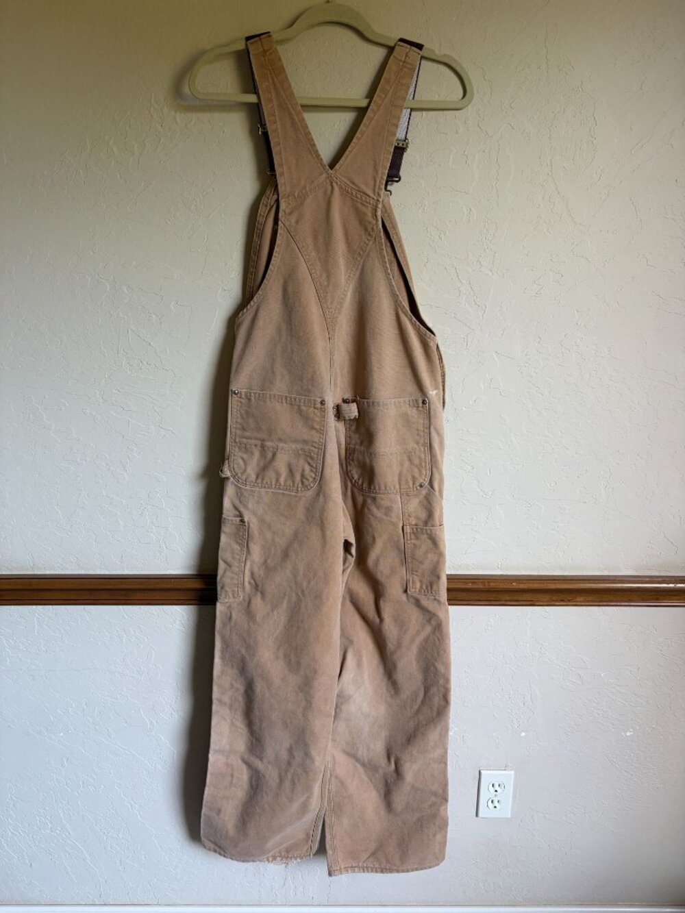 Carhartt Overalls Tan Khaki Duck Canvas Coveralls Men's US Medium Workwear - Picture 2 of 11